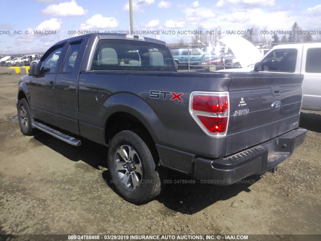 1FTFX1EFXDFE04872 - 2013 FORD F150 SUPER CAB GRAY photo 3