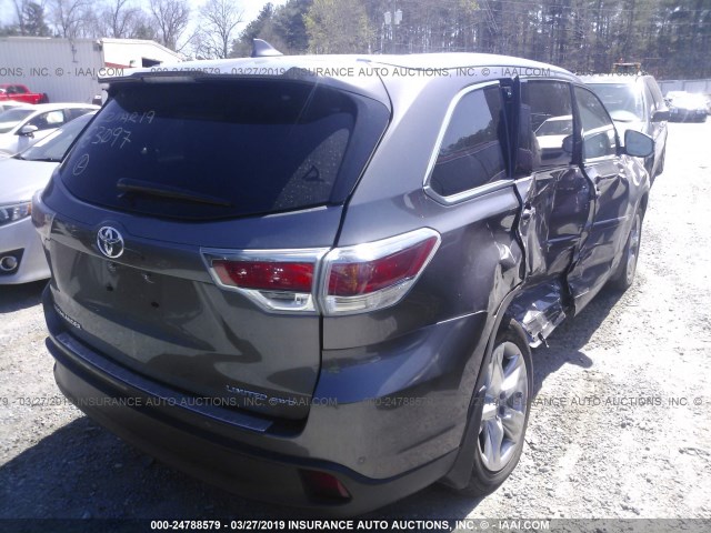 5TDDKRFH8FS083907 - 2015 TOYOTA HIGHLANDER LIMITED/LTD PLATINUM GRAY photo 4