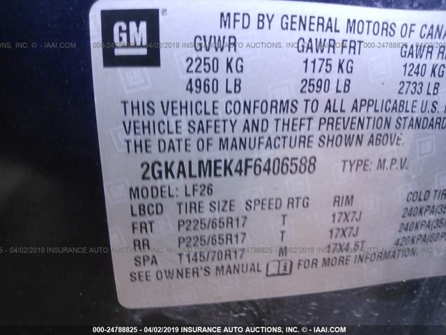 2GKALMEK4F6406588 - 2015 GMC TERRAIN SLE BLACK photo 9