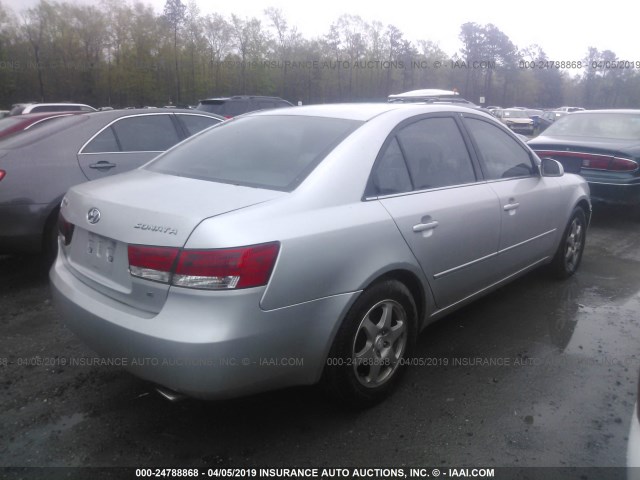 5NPEU46F66H018236 - 2006 HYUNDAI SONATA GLS/LX SILVER photo 4