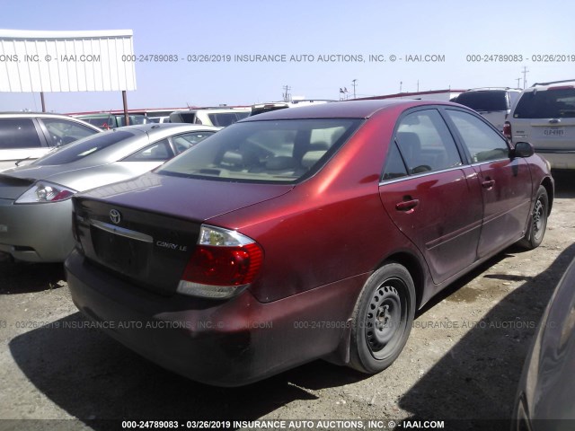 4T1BE32K85U419784 - 2005 TOYOTA CAMRY LE/XLE/SE RED photo 4