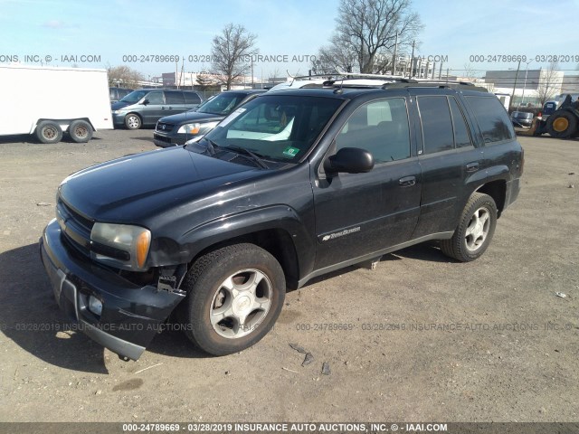 1GNDT13S942194640 - 2004 CHEVROLET TRAILBLAZER LS/LT BLACK photo 2