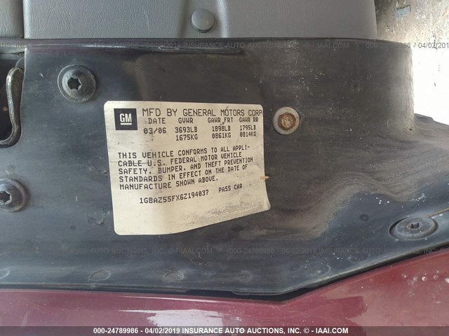 1G8AZ55FX6Z194037 - 2006 SATURN ION LEVEL 2 红色 照片 9