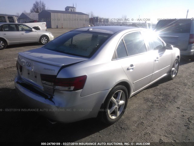 5NPEU46F78H336143 - 2008 HYUNDAI SONATA SE/LIMITED SILVER photo 4