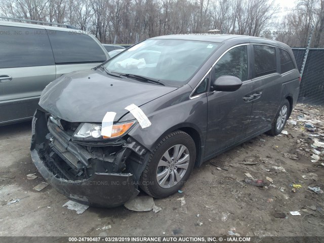 5FNRL5H62FB060859 - 2015 HONDA ODYSSEY EXL GRAY photo 2