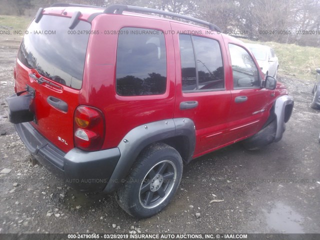 1J4GL48K03W672820 - 2003 JEEP LIBERTY SPORT/FREEDOM RED photo 4