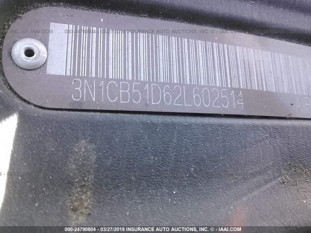 3N1CB51D62L602514 - 2002 NISSAN SENTRA XE/GXE GRAY photo 9