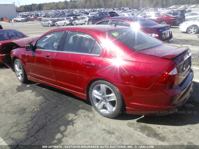 3FAHP0KC0AR204102 - 2010 FORD FUSION SPORT RED photo 3