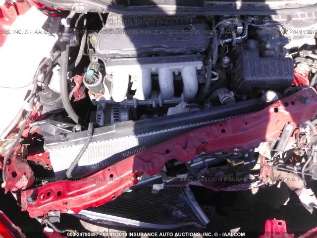 JHMGE8H34DC072870 - 2013 HONDA FIT RED photo 10