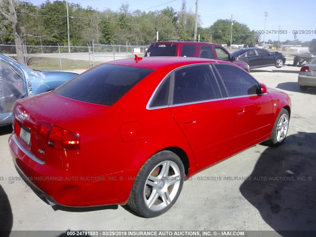 WAUAF78E47A039817 - 2007 AUDI A4 2/TURBO RED photo 4