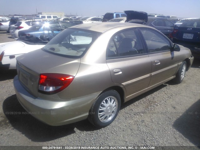 KNADC125846317838 - 2004 KIA RIO GOLD photo 4