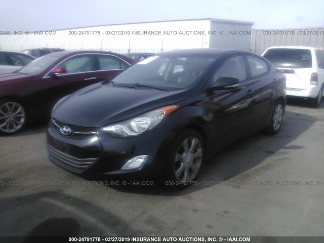 KMHDH4AE6CU260228 - 2012 HYUNDAI ELANTRA GLS/LIMITED BLACK photo 2