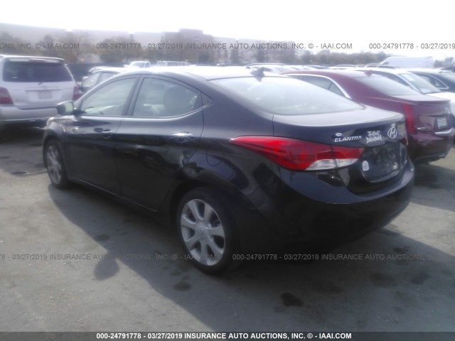 KMHDH4AE6CU260228 - 2012 HYUNDAI ELANTRA GLS/LIMITED BLACK photo 3