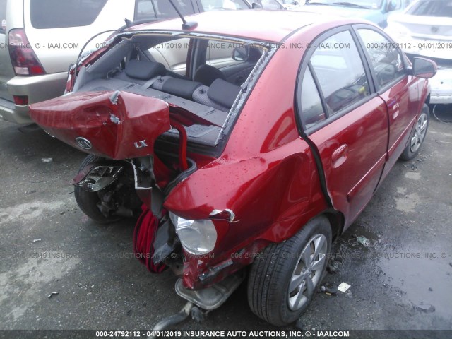 KNADH4A30B6955095 - 2011 KIA RIO LX/SX RED photo 4