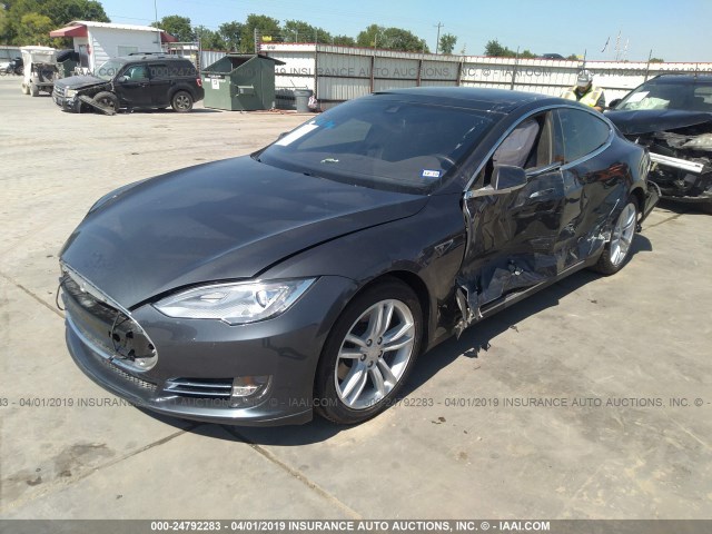 5YJSA1E20FF112023 - 2015 TESLA MODEL S GRAY photo 2