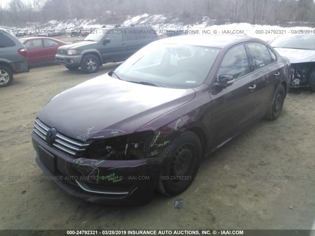 1VWAP7A37DC139626 - 2013 VOLKSWAGEN PASSAT S MAROON photo 2