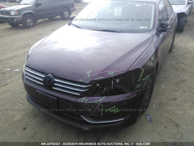 1VWAP7A37DC139626 - 2013 VOLKSWAGEN PASSAT S MAROON photo 6