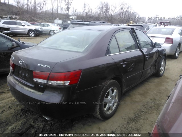 5NPEU46F56H068173 - 2006 HYUNDAI SONATA GLS/LX MAROON photo 4