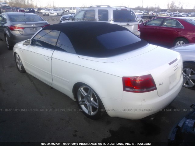 WAUDF48H48K011615 - 2008 AUDI A4 2.0T CABRIOLET QUATTRO WHITE photo 3