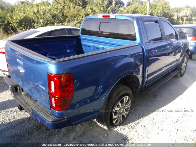 1FTER4EH1KLA04755 - 2019 FORD RANGER SUPERCREW BLUE photo 4