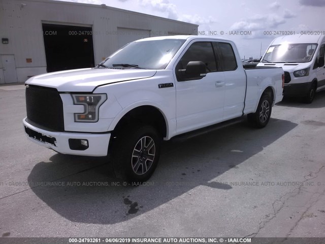 1FTEX1CP8FKE42389 - 2015 FORD F150 SUPER CAB WHITE photo 2