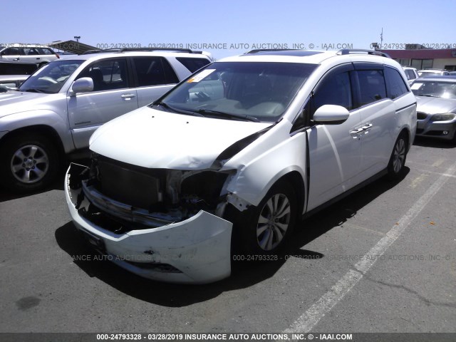 5FNRL5H6XEB028014 - 2014 HONDA ODYSSEY EXL WHITE photo 2