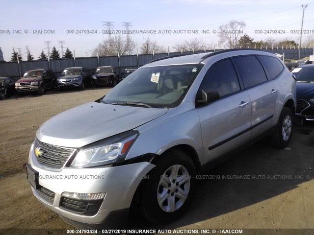 1GNKRFED1DJ113699 - 2013 CHEVROLET TRAVERSE LS SILVER photo 2