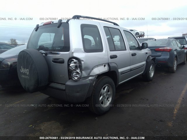 1J4GL48K63W565691 - 2003 JEEP LIBERTY SPORT/FREEDOM SILVER photo 4