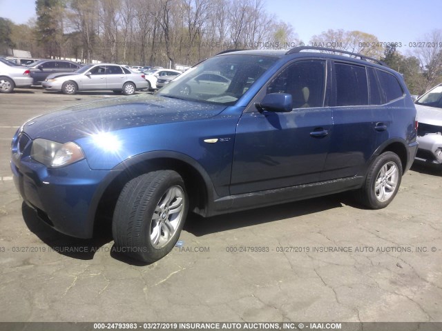 WBXPA934X6WG79396 - 2006 BMW X3 3.0I BLUE photo 2