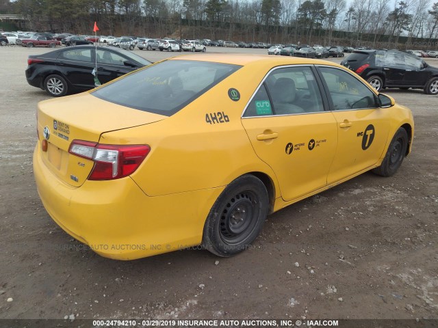 4T1BD1FK3EU126084 - 2014 TOYOTA CAMRY HYBRID/LE/XLE YELLOW photo 4