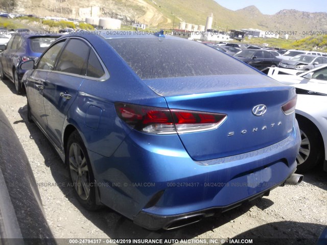 5NPE34AF9JH685076 - 2018 HYUNDAI SONATA SPORT/LIMITED Dark Blue photo 3