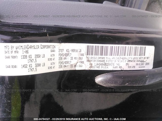 1J4HS48N86C254576 - 2006 JEEP GRAND CHEROKEE LAREDO/COLUMBIA/FREEDOM 黑色 照片 9