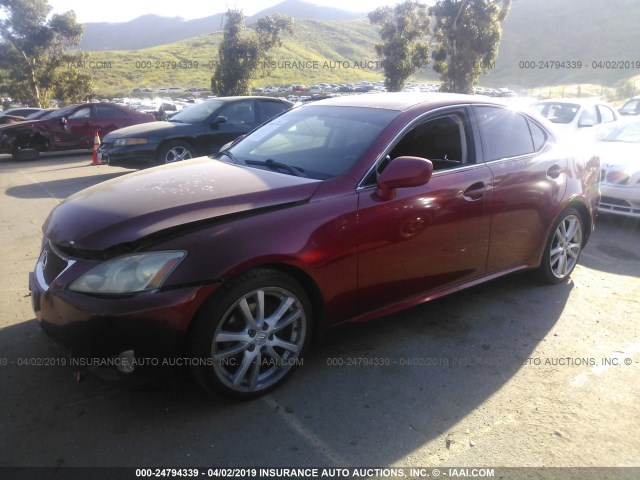 JTHBK262775035704 - 2007 LEXUS IS 250 RED photo 2