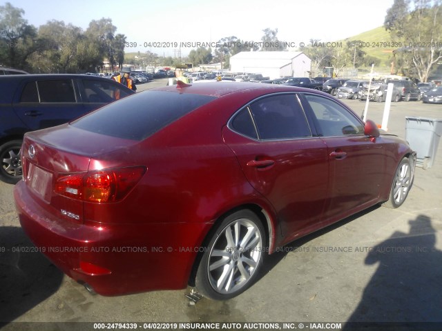 JTHBK262775035704 - 2007 LEXUS IS 250 RED photo 4