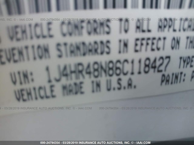 1J4HR48N86C118427 - 2006 JEEP GRAND CHEROKEE LAREDO/COLUMBIA/FREEDOM 白色 照片 9