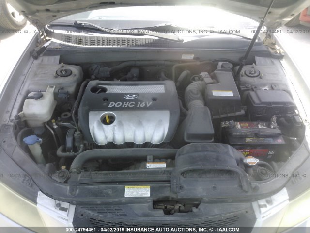 5NPEU46C06H164086 - 2006 HYUNDAI SONATA GLS/LX SILVER photo 10