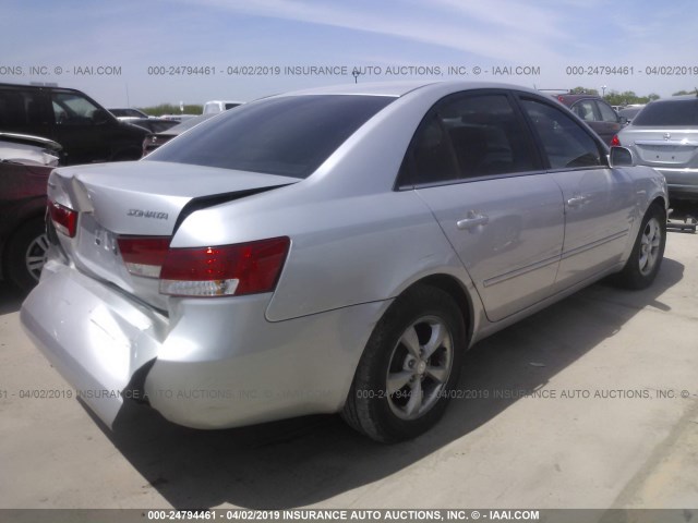 5NPEU46C06H164086 - 2006 HYUNDAI SONATA GLS/LX SILVER photo 4