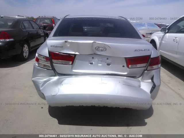 5NPEU46C06H164086 - 2006 HYUNDAI SONATA GLS/LX SILVER photo 6