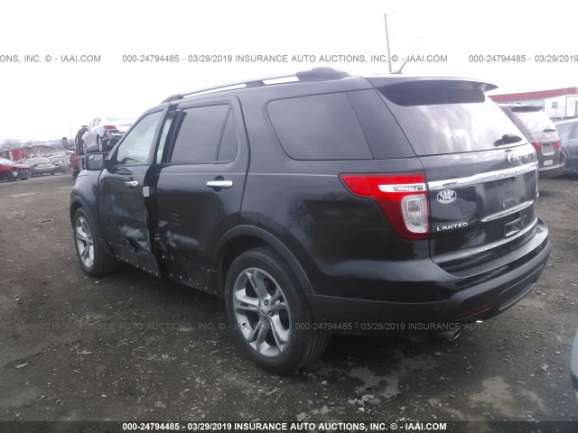 1FM5K7F89DGC07386 - 2013 FORD EXPLORER LIMITED BLACK photo 3