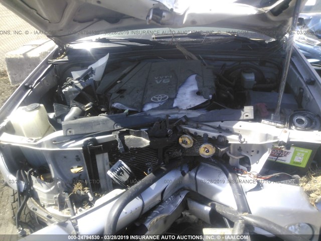 5TEUU42N58Z559674 - 2008 TOYOTA TACOMA ACCESS CAB ვერცხლისფერი ფოტო 10