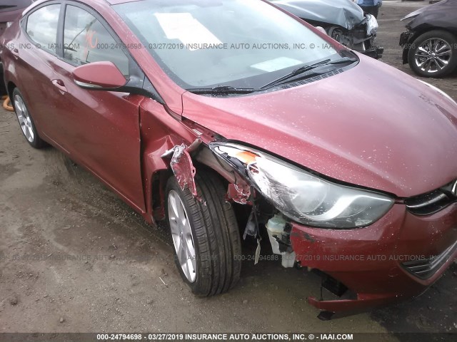 KMHDH4AE5BU153704 - 2011 HYUNDAI ELANTRA GLS/LIMITED RED photo 6