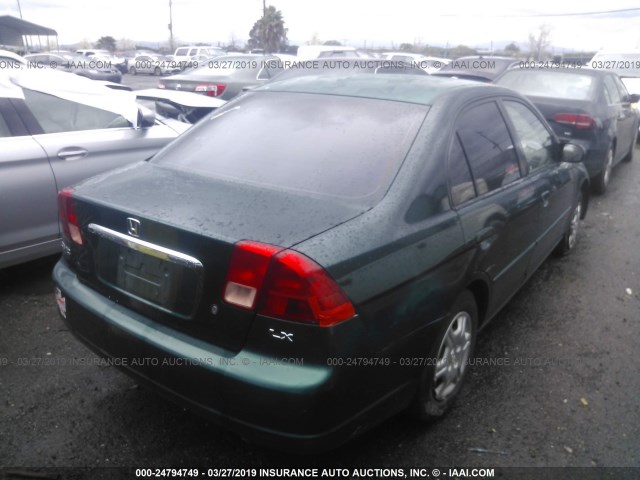 2HGES16542H503135 - 2002 HONDA CIVIC LX GREEN photo 4