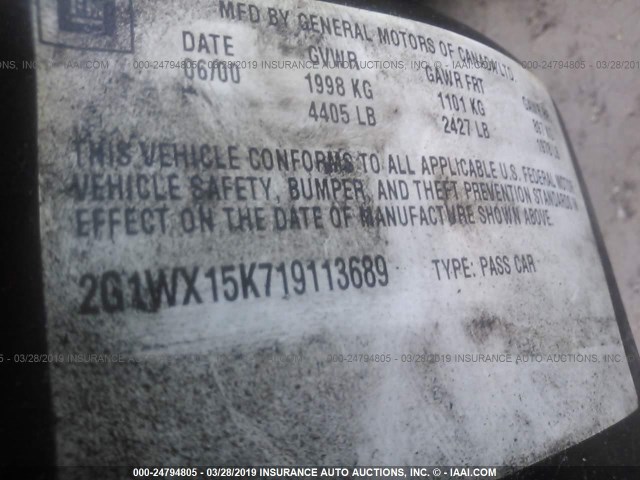 2G1WX15K719113689 - 2001 CHEVROLET MONTE CARLO SS შავი ფოტო 9