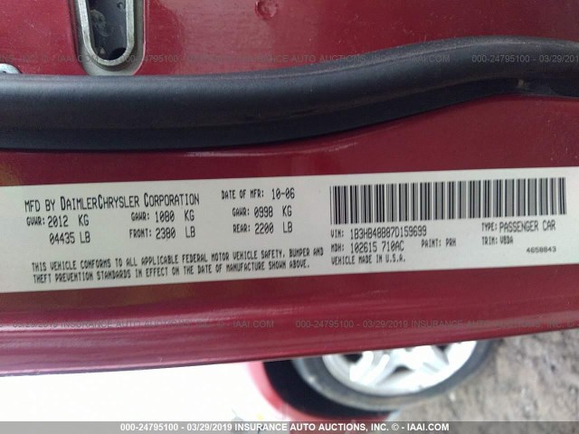 1B3HB48B87D159699 - 2007 DODGE CALIBER SXT RED photo 9