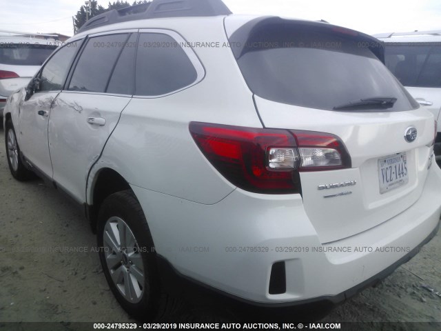 4S4BSADC8F3212225 - 2015 SUBARU OUTBACK 2.5I PREMIUM WHITE photo 3