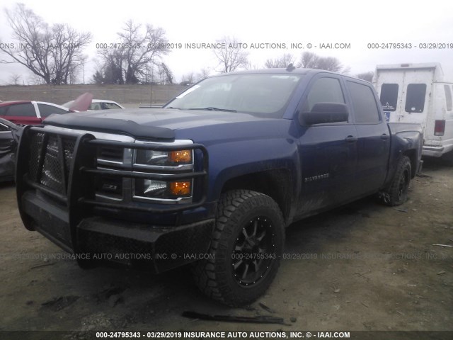 3GCUKREC6EG336581 - 2014 CHEVROLET SILVERADO K1500 LT BLUE photo 2