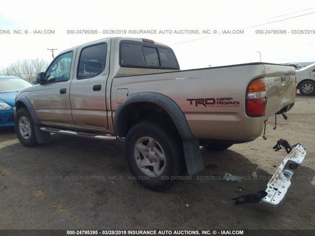 5TEGN92N72Z006510 - 2002 TOYOTA TACOMA DOUBLE CAB PRERUNNER GOLD photo 3
