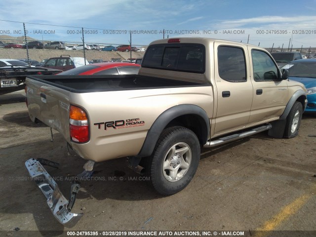 5TEGN92N72Z006510 - 2002 TOYOTA TACOMA DOUBLE CAB PRERUNNER GOLD photo 4