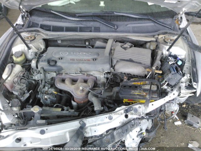 4T1BE46K68U258128 - 2008 TOYOTA CAMRY CE/LE/XLE/SE SILVER photo 10