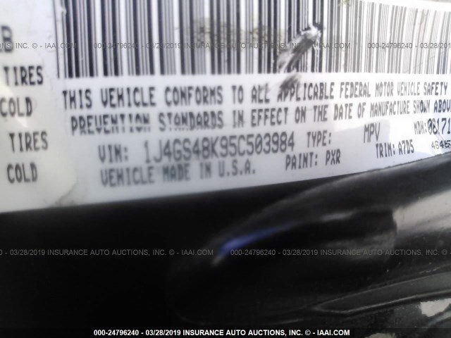 1J4GS48K95C503984 - 2005 JEEP GRAND CHEROKEE LAREDO/COLUMBIA/FREEDOM 黑色 照片 9